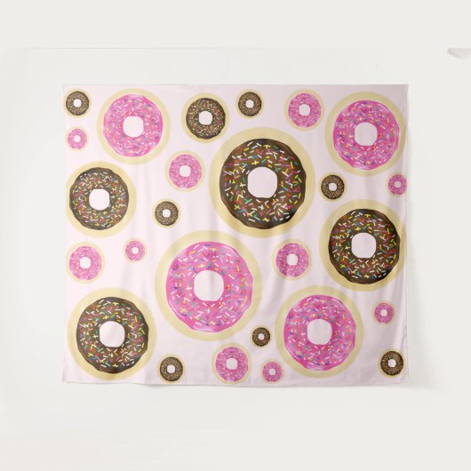 Roze Spikkel Donuts Modern Fun Spikkel Schattig Wandkleed (Voorkant (horizontaal))