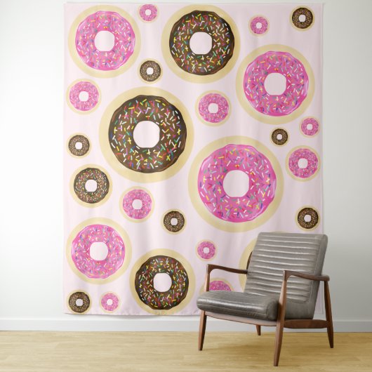 Roze Spikkel Donuts Modern Fun Spikkel Schattig Wandkleed (In situ)