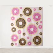 Roze Spikkel Donuts Modern Plezier Spikkel Schatti Wandkleed (Voorkant)