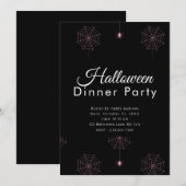Roze Spinnen en Spiderwebs Halloween Dinner Party Kaart (Voorkant / Achterkant)