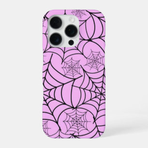 Roze Spinnenweb Halloween Hoestelcase iPhone 16 Pro Hoesje