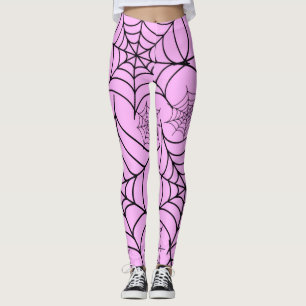 Roze Spinnenweb Halloween Leggings