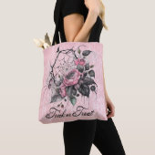 Roze Spinnenweb met Rozen | TRICK OR TREAT Tote Bag (Dichtbij)