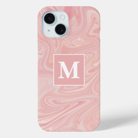 Roze spiraal aangepaste monogram Case-Mate iPhone case (Achterkant)