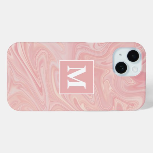 Roze spiraal aangepaste monogram Case-Mate iPhone case (Achterkant (horizontaal))