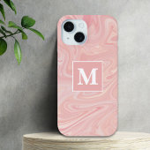 Roze spiraal aangepaste monogram iPhone 15 case