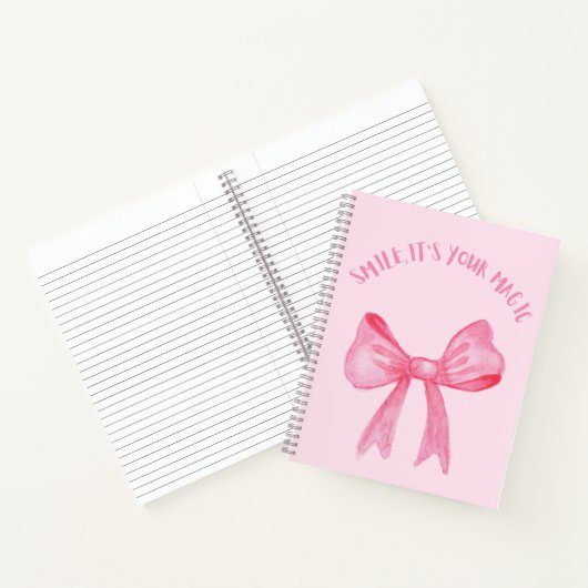 roze spiraal notitieboek met een boog (Binnen)