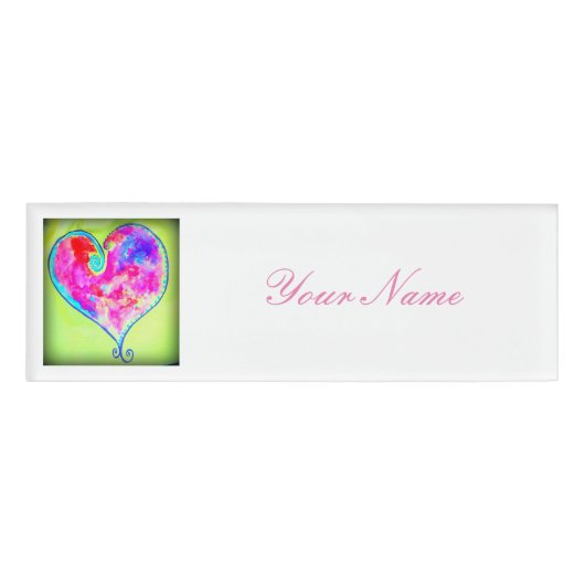 roze spiraalhart naambadge (Voorkant)
