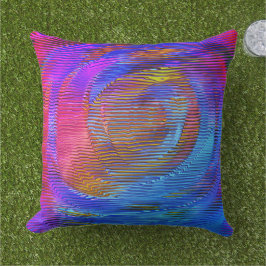 Roze spiraalregenboog met reliëf en romige strepen buitenkussen