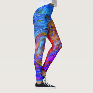 Roze spiraalregenboog met reliëf en romige strepen leggings