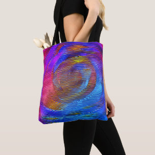 Roze spiraalregenboog met reliëf en romige strepen tote bag