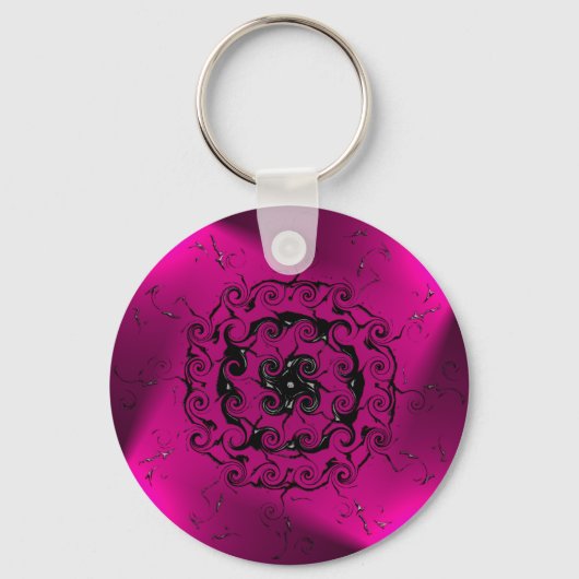 Roze spiraalvormig patroon sleutelhanger (Voorkant)
