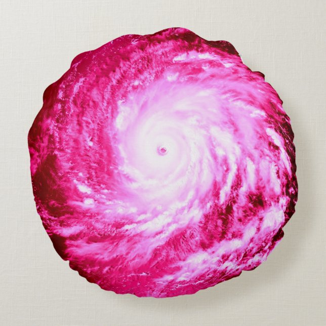 Roze Spiral Pinwheel Ronde Kussen (Achterkant)