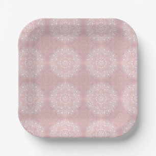 Roze spirituele Indiase mandala-patroon Papieren Bordje