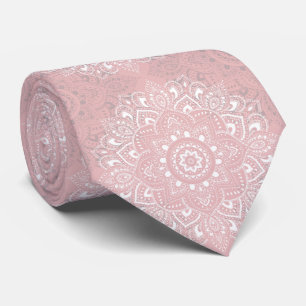 Roze spirituele Indiase mandala-patroon Stropdas