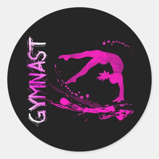 Roze Splash Gymnast Shirten Tassen Button etc. Ronde Sticker (Voorkant)