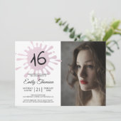 Roze Splash Sweet 16 16th Birthday Party Foto Kaart (Staand voorkant)