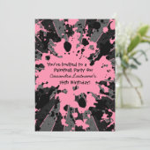 Roze splatter paintball verjaardag kaart (Staand voorkant)