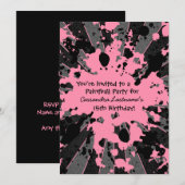 Roze splatter paintball verjaardag kaart (Voorkant / Achterkant)