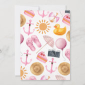 Roze Splish Beach Bash Verjaardag Kaart (Achterkant)