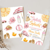 Roze Splish Splash Baby shower Kaart