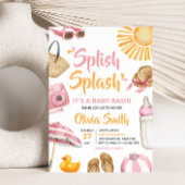 Roze Splish Splash Baby shower Kaart