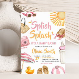 Roze Splish Splash Baby shower Kaart