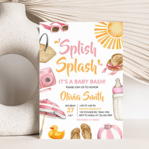 Roze Splish Splash Baby shower Kaart
