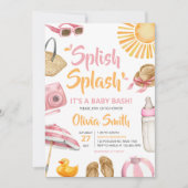 Roze Splish Splash Baby shower Kaart (Voorkant)