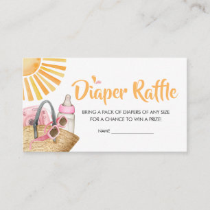 Roze Splish Splash Baby shower Luier Raffle Informatiekaartje