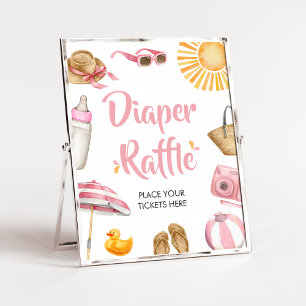 Roze Splish Splash Baby shower Luier Raffle Poster