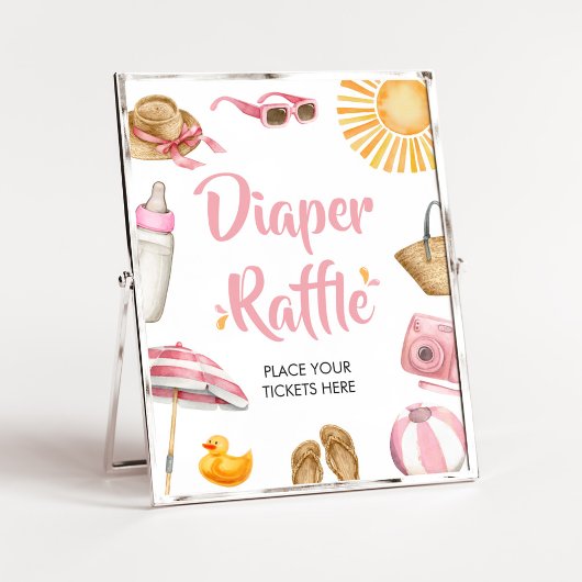 Roze Splish Splash Baby shower Luier Raffle Poster