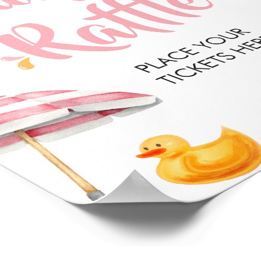 Roze Splish Splash Baby shower Luier Raffle Poster (Hoek)