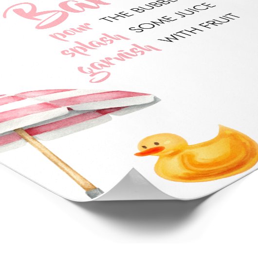 Roze Splish Splash Baby shower Moeder Osa Bar Poster (Hoek)