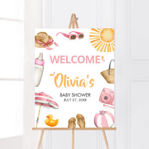 Roze Splish Splash Baby shower Welkom Poster
