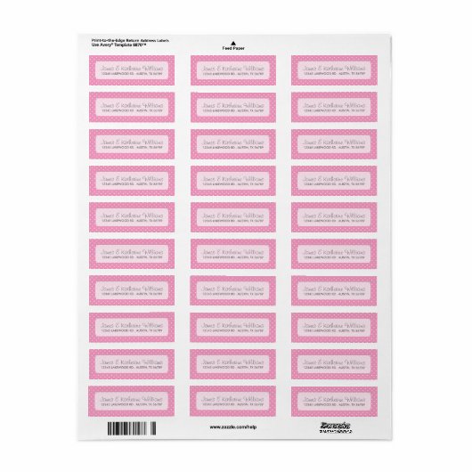 Roze spoedpols moderne bruiloft etiket (Full Sheet)