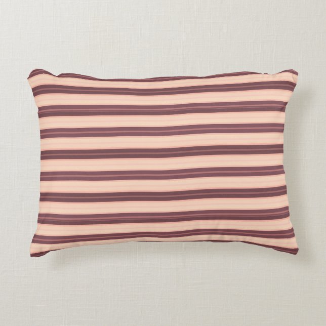 Roze spoelbruine strepen accent kussen (Voorkant)
