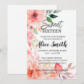 Roze spoelroze roos goudzoete zestien kaart (Voorkant / Achterkant)