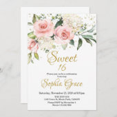 Roze spoelroze roos goudzoete zestien kaart (Voorkant / Achterkant)