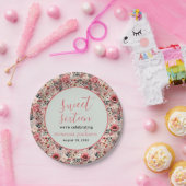 Roze spoelroze roos goudzoete zestien papieren bordje (Feest)