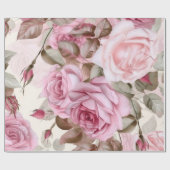 roze spoelrozen cadeaupapier (Vlak)