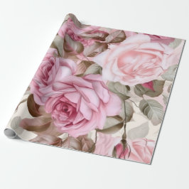  roze spoelrozen cadeaupapier