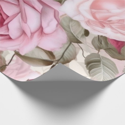  roze spoelrozen cadeaupapier (Hoek)