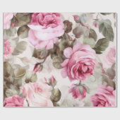 roze spoelrozen cadeaupapier (Vlak)