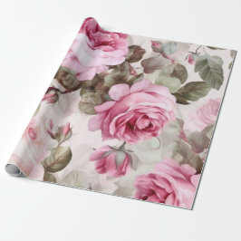  roze spoelrozen cadeaupapier