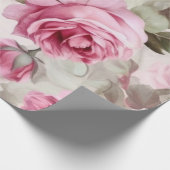  roze spoelrozen cadeaupapier (Hoek)
