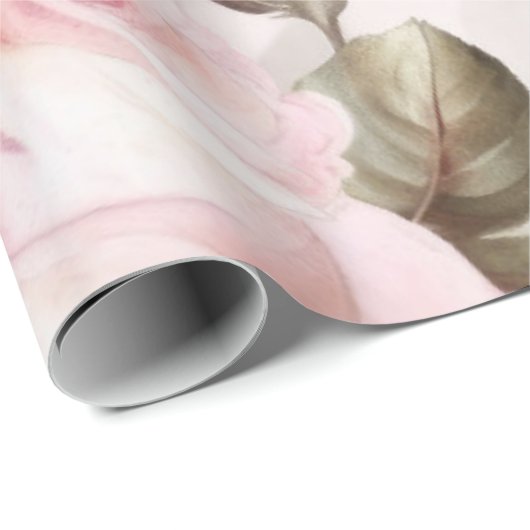  roze spoelrozen cadeaupapier (Rol Hoek)