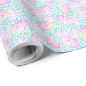  roze spoelrozen, witte vlinderblauw cadeaupapier (Rol Hoek)