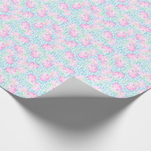  roze spoelrozen, witte vlinderblauw cadeaupapier (Hoek)