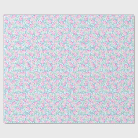  roze spoelrozen, witte vlinderblauw cadeaupapier (Vlak)